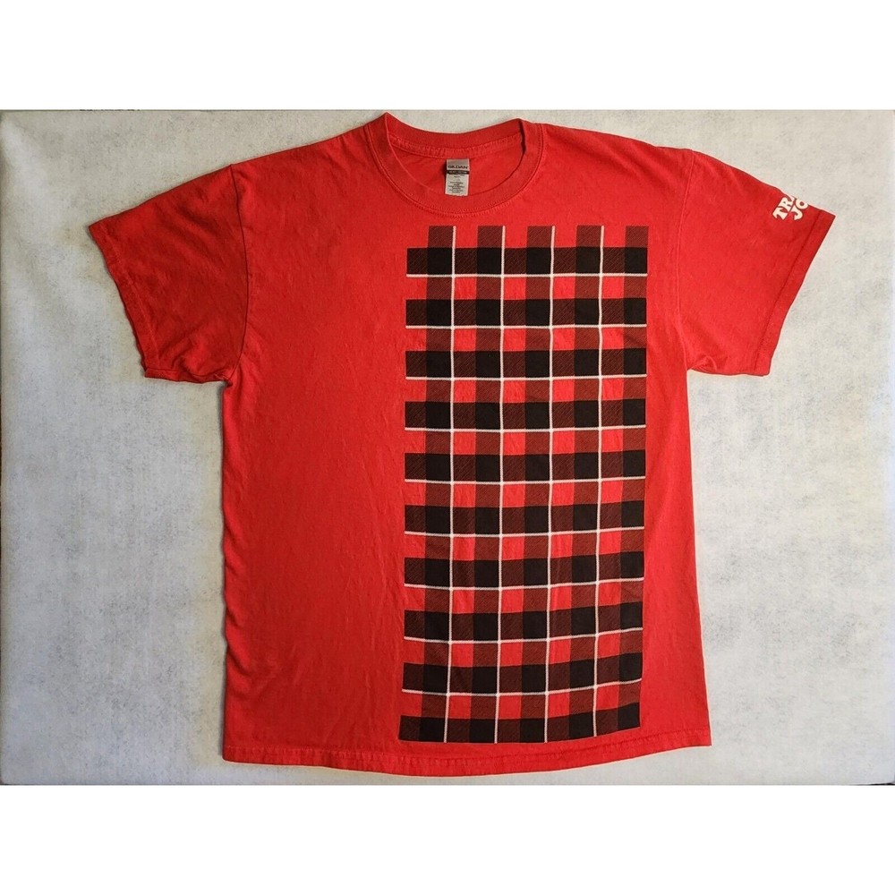 Trader Joe's Employee T-Shirt - Size Large - Red Plaid Print